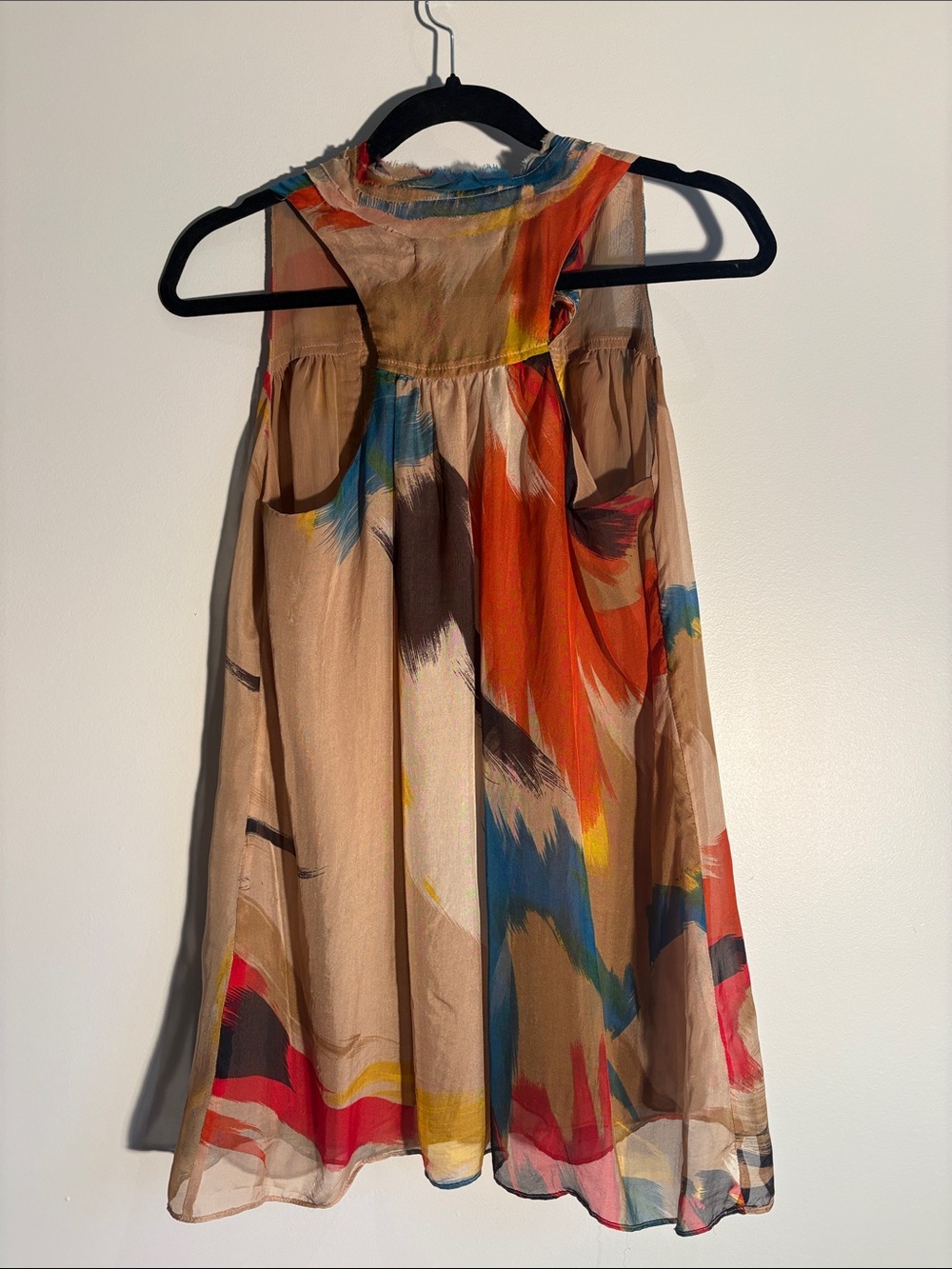 Multicolor Ruffle Neck Sleeveless Tank - Picture 3 of 3